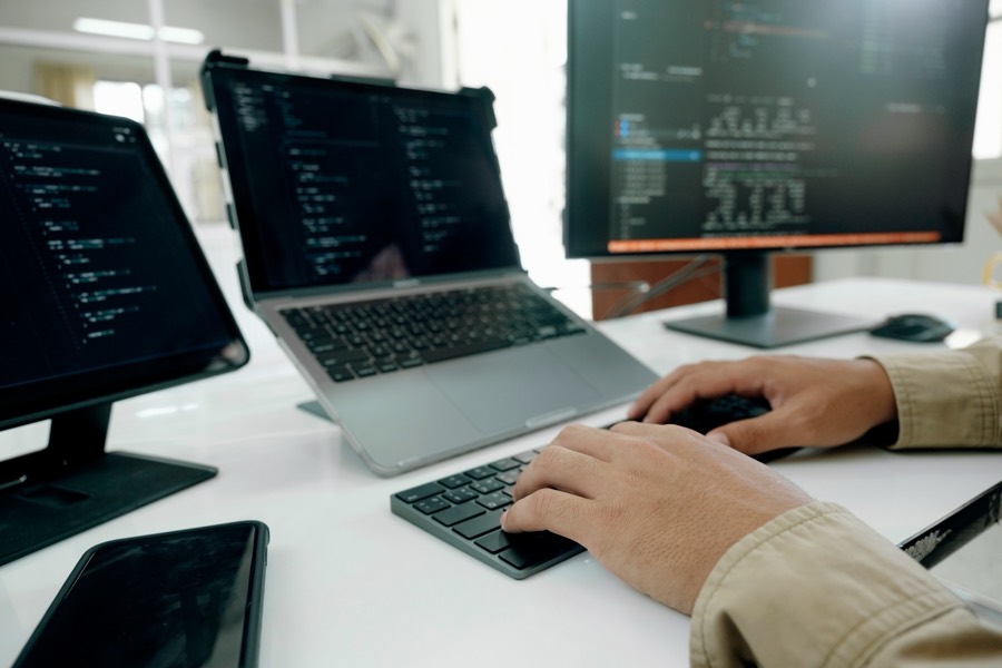 Writing code across multiple screens